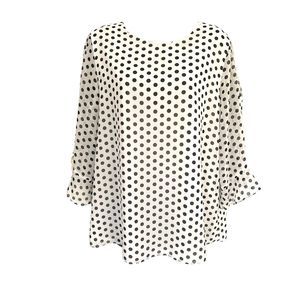Calvin Klein Polka Dot 3/4 Ruffle Sleeve Top